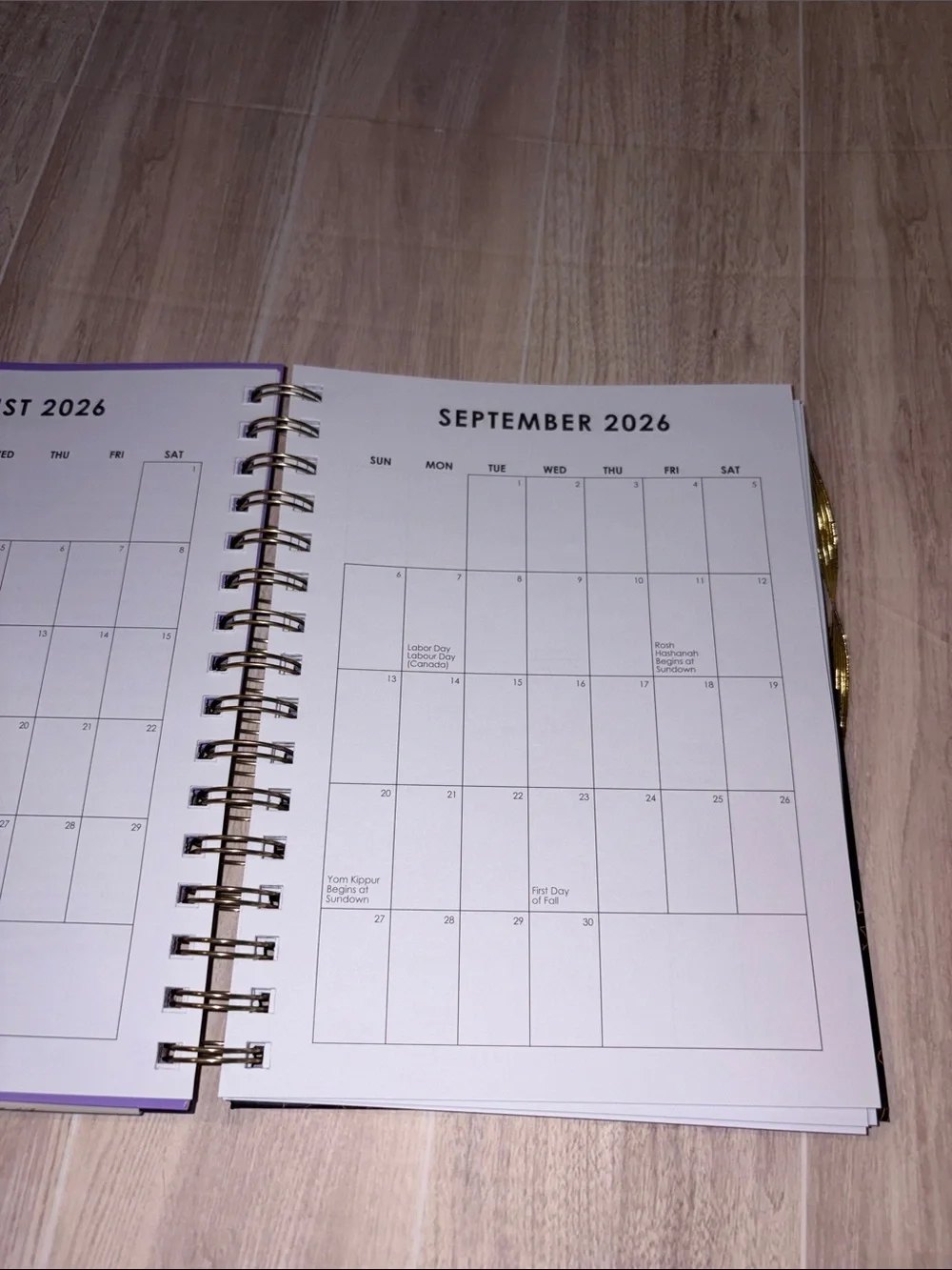 Faith-Inspired 2026-2027 Black & Gold Floral Planner with Gold Pen